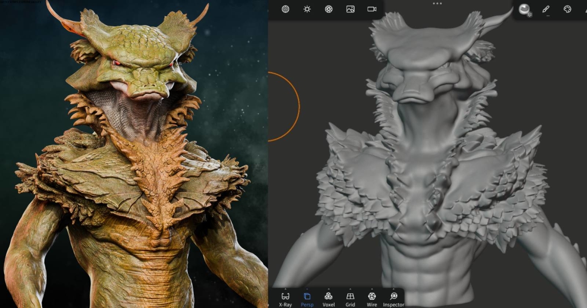 การแกะสลักหน้าอกอย่างรวดเร็วใน Nomad Sculpt & Substance 3D